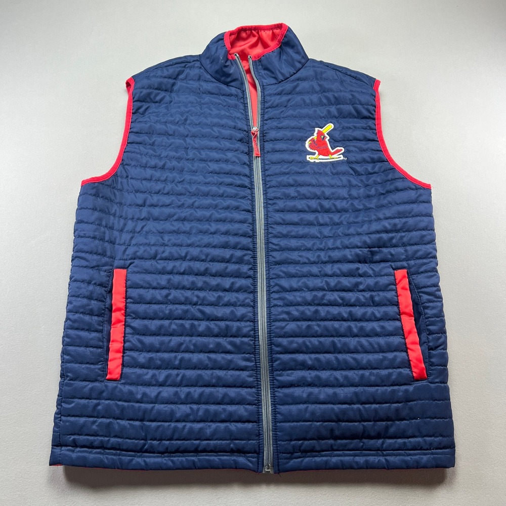 Bayer Puffer Vest Mens XL Blue Lined St. Louis Cardinals MLB Baseball Full Zip